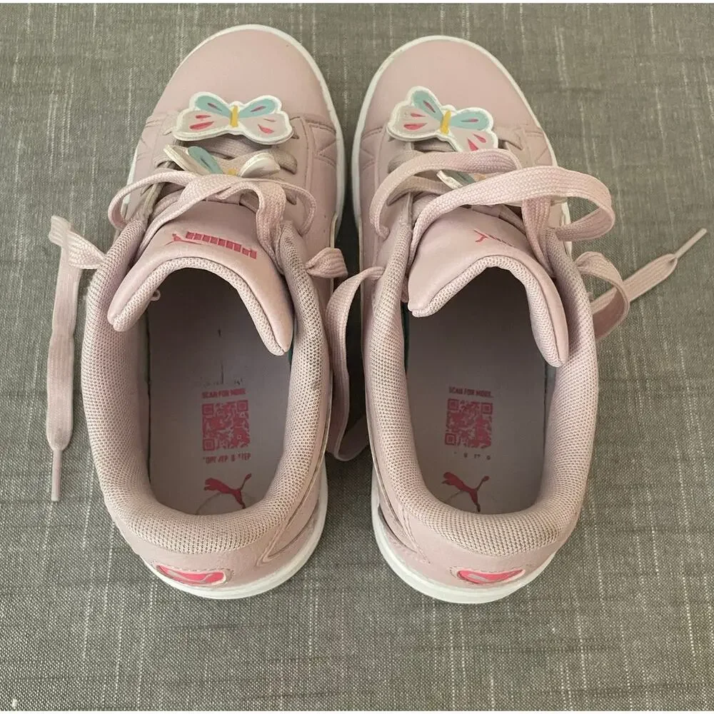 PUMA Jada Classic Butterfly Kids Girls Size 3 Pink White Sneaker Shoes